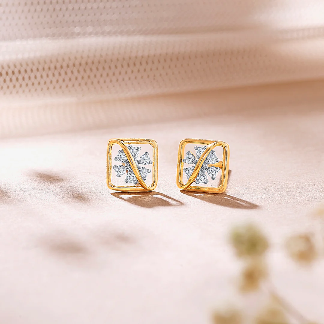 Florix Frame Gold & Diamond Stud Earring