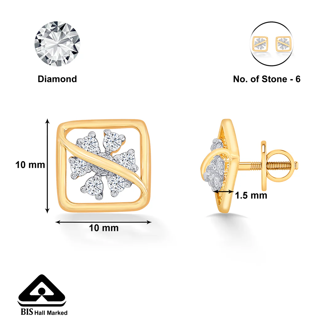 Florix Frame Gold & Diamond Stud Earring - Image 4