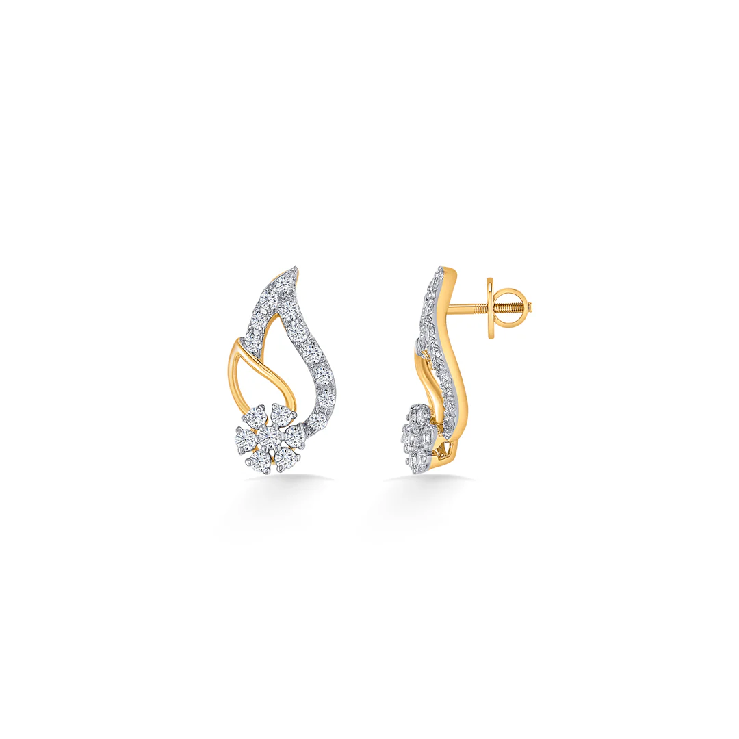 Foliage Flair Gold Stud Earring For Women - Image 3
