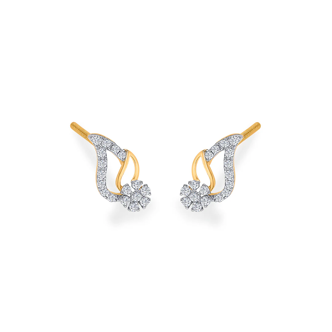 Foliage Flair Gold Stud Earring For Women - Image 4