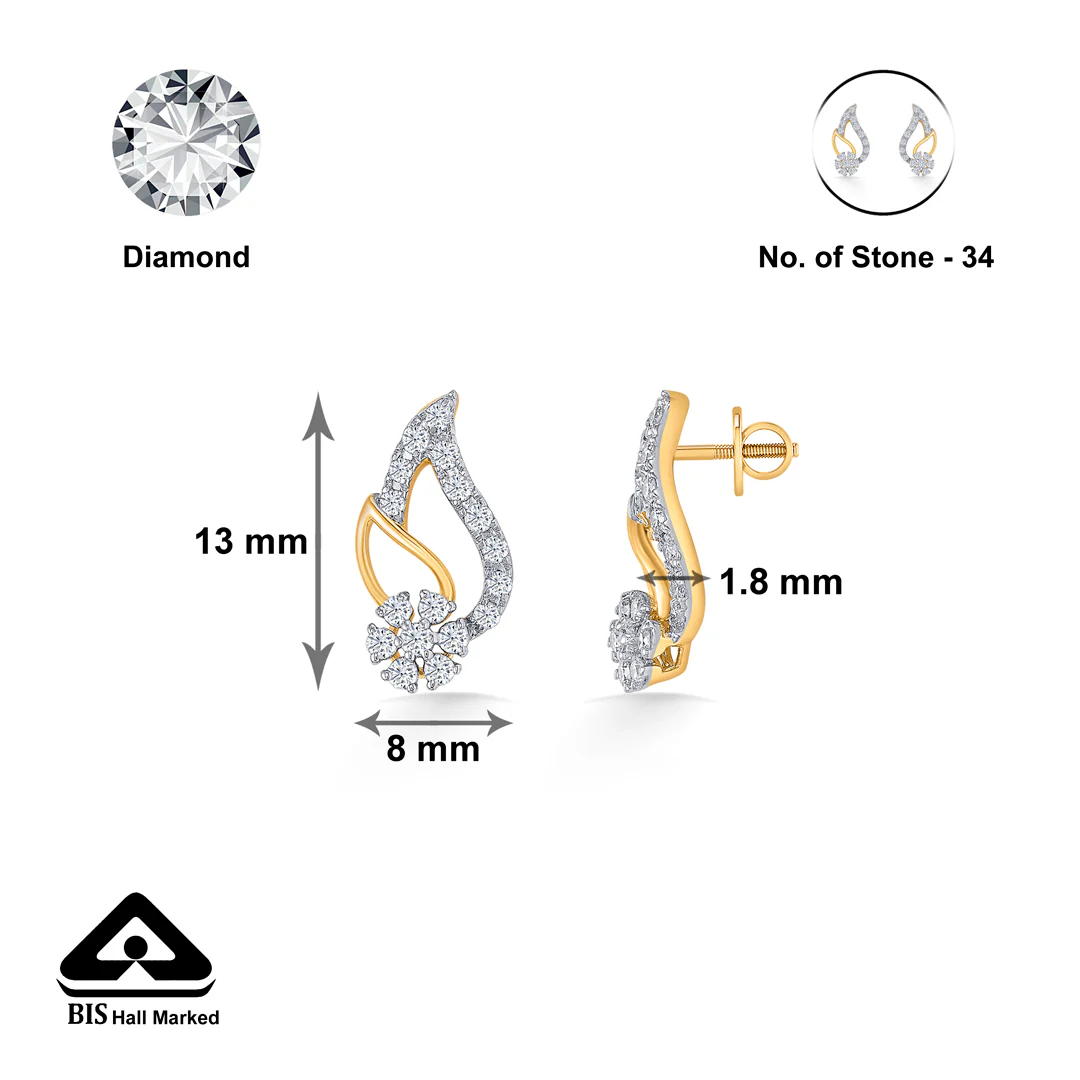 Foliage Flair Gold Stud Earring For Women - Image 5