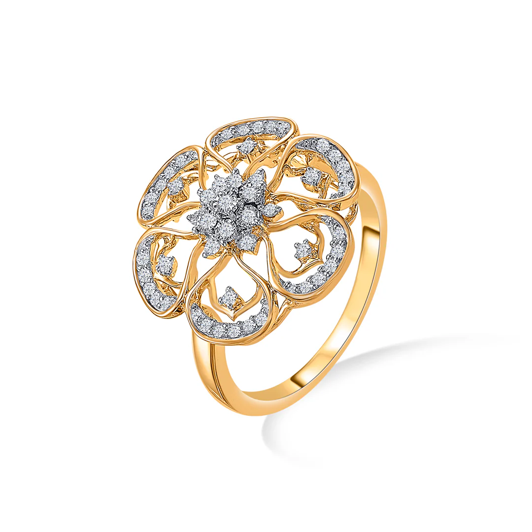 Foral Gold & Diamond Ring For Women