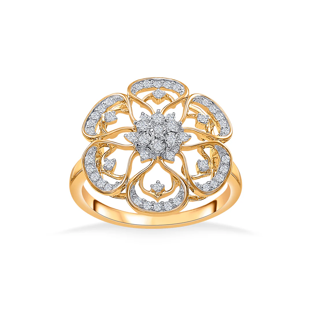 Foral Gold & Diamond Ring For Women - Image 2