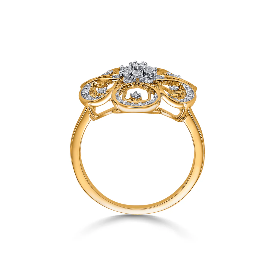 Foral Gold & Diamond Ring For Women - Image 3
