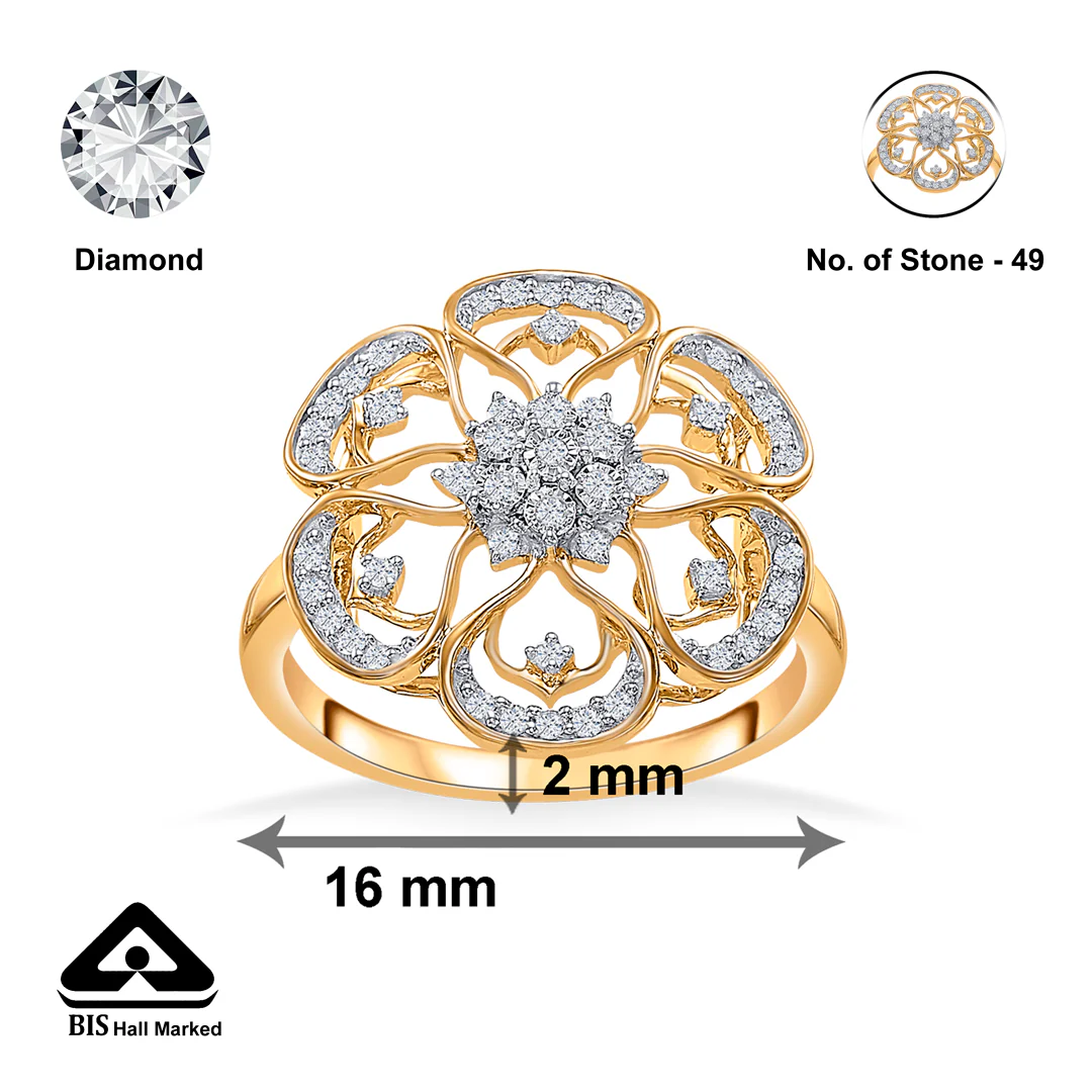 Foral Gold & Diamond Ring For Women - Image 4