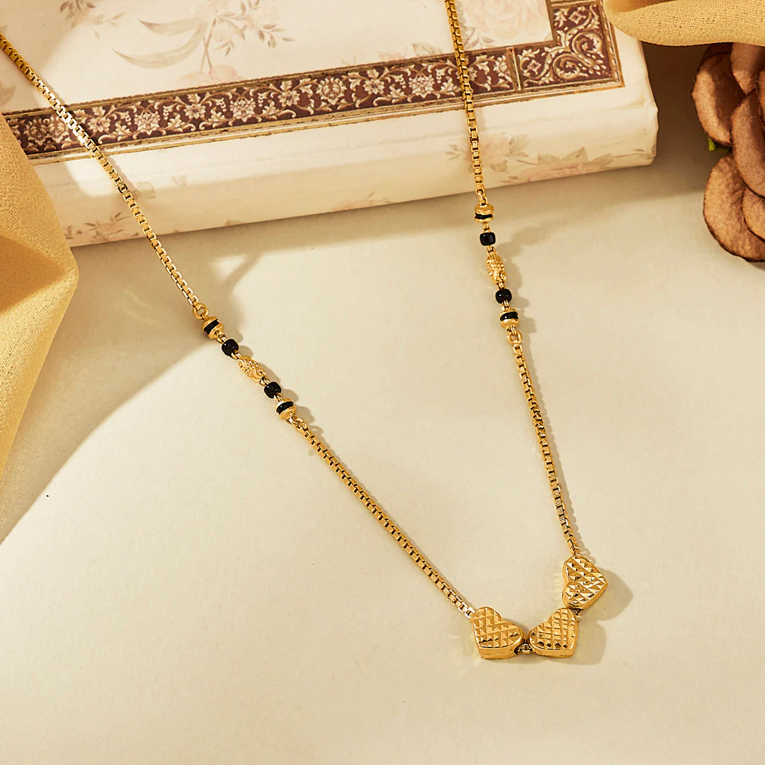 Forever Trio Heart Gold Modern Mangalsutra for Women