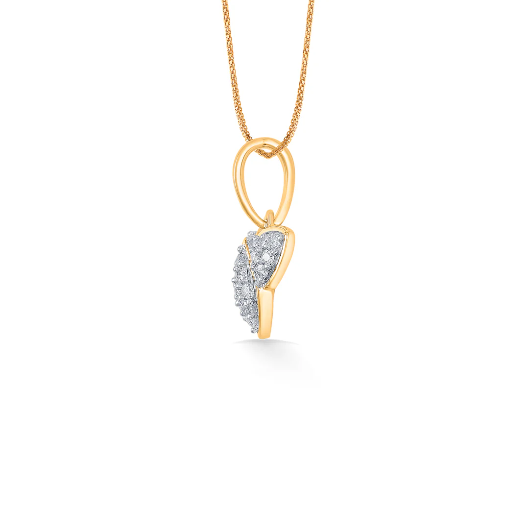 Frosted Fleur Gold & Diamond Classic Pendant - Image 2