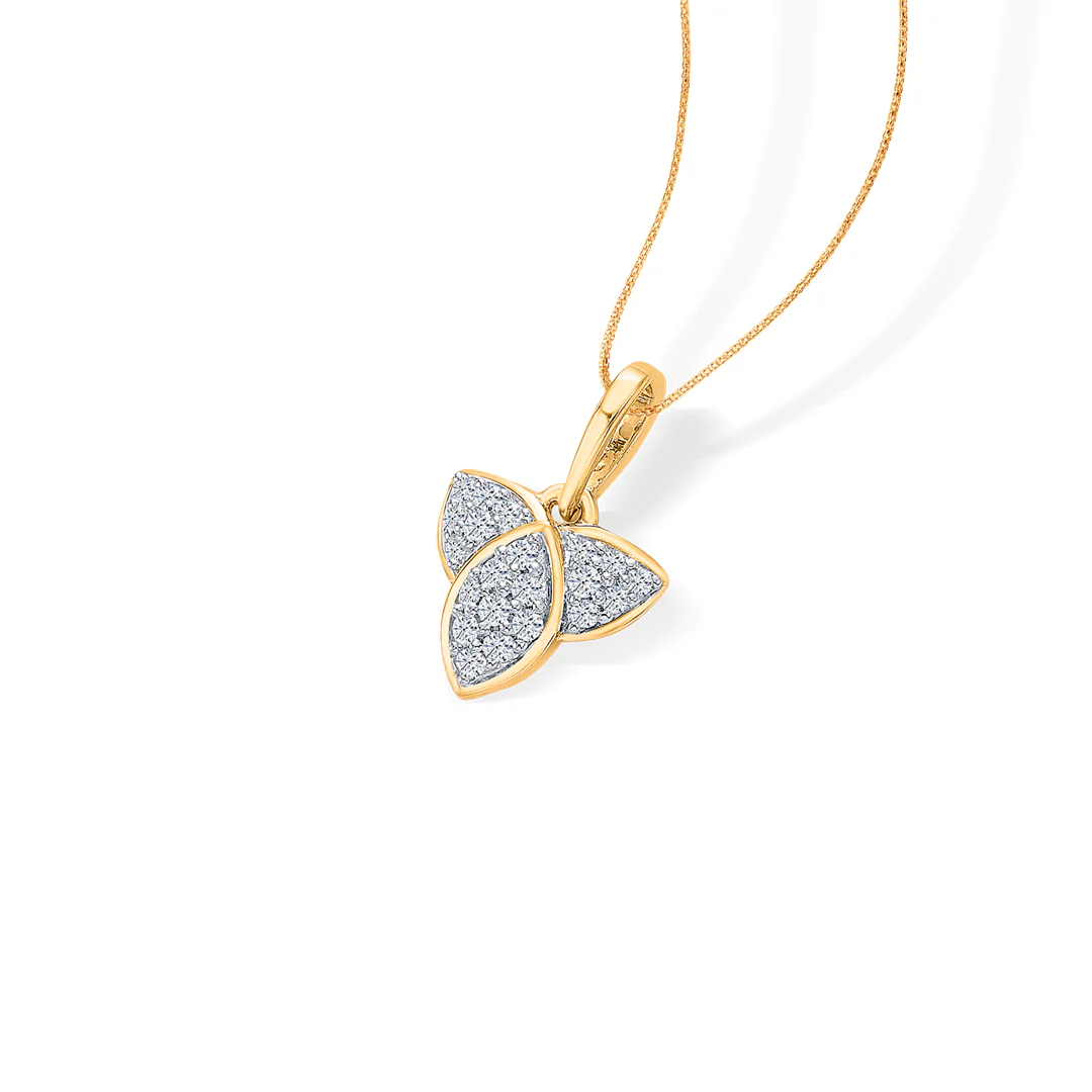 Frosted Fleur Gold & Diamond Classic Pendant - Image 3