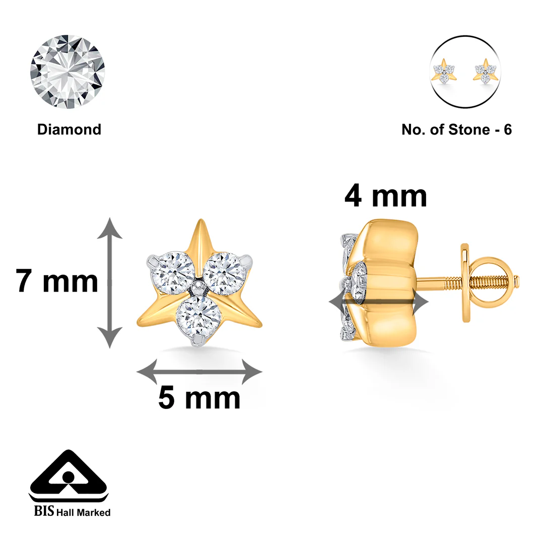 Frostflower Gold & Diamond Stud Earring For Women - Image 5