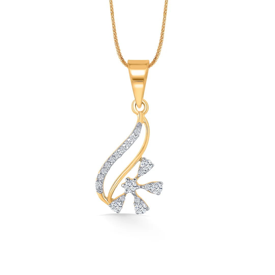 Frozen Bloom Gold & Diamond Pendant Set For Women - Image 2
