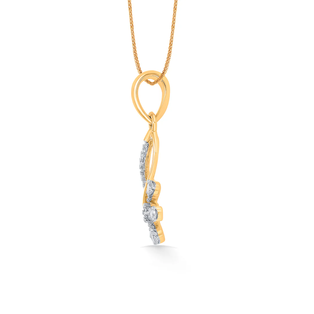 Frozen Bloom Gold & Diamond Pendant Set For Women - Image 3