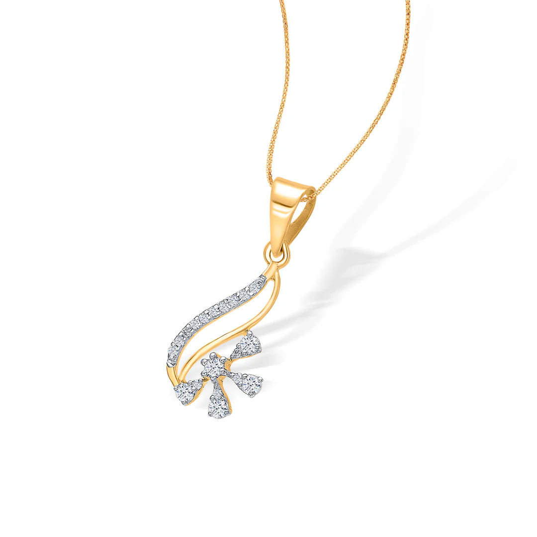 Frozen Bloom Gold & Diamond Pendant Set For Women - Image 4