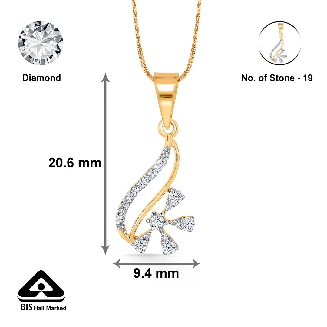Frozen Bloom Gold & Diamond Pendant Set For Women - Image 9