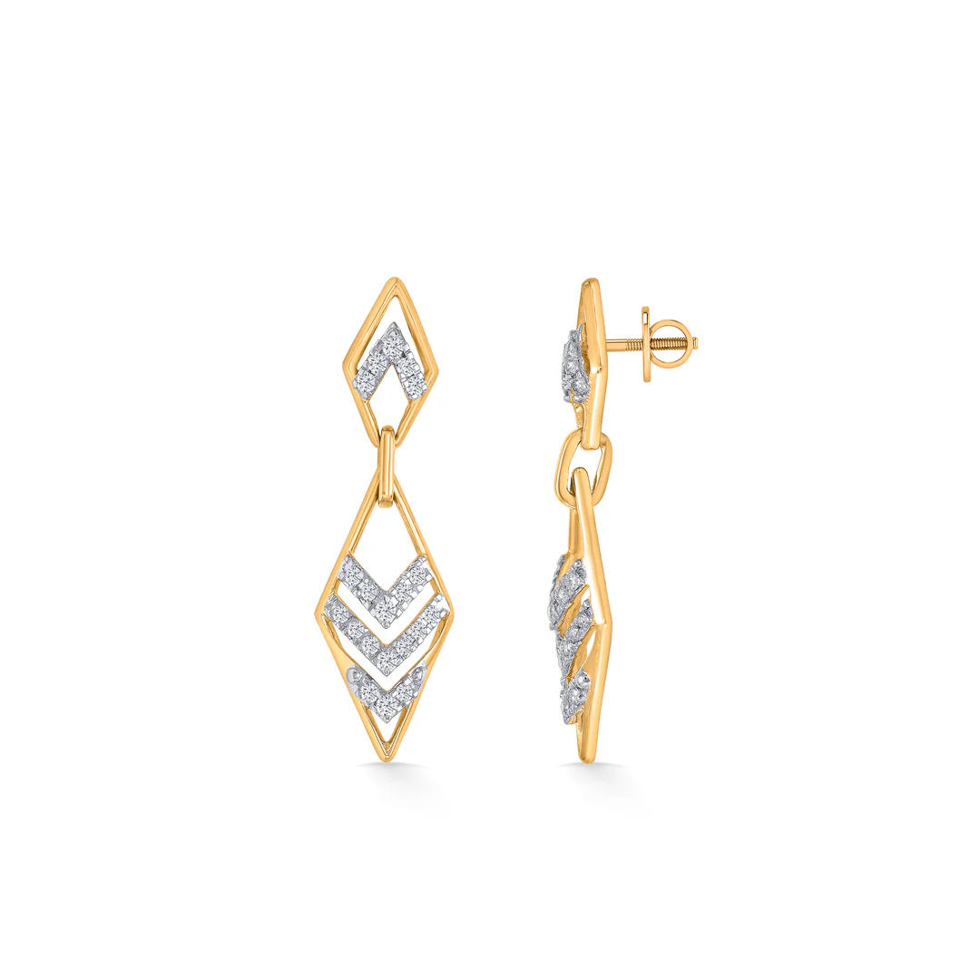 Futuristic Charm Gold Dangler Earring For Women - Image 3