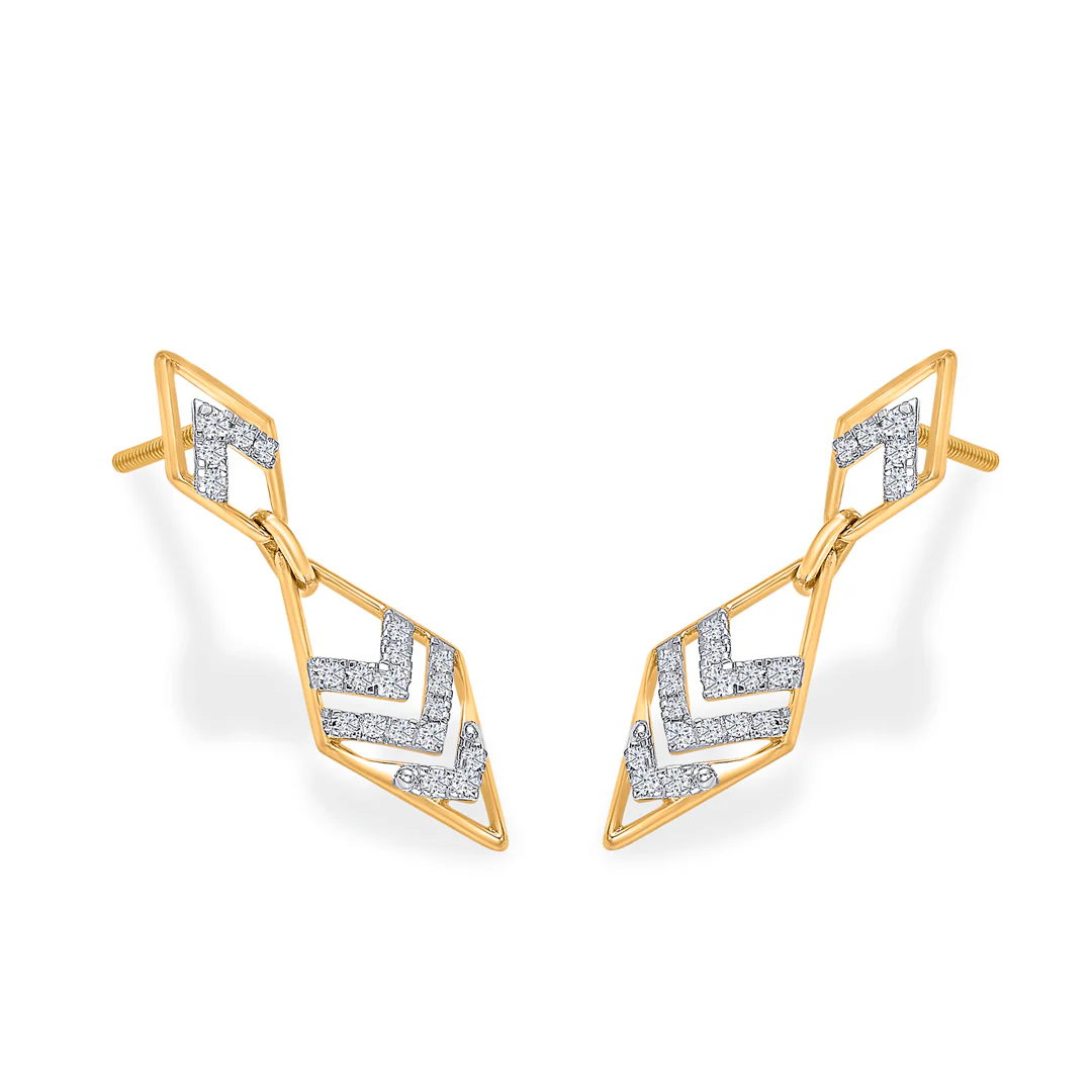 Futuristic Charm Gold Dangler Earring For Women - Image 4