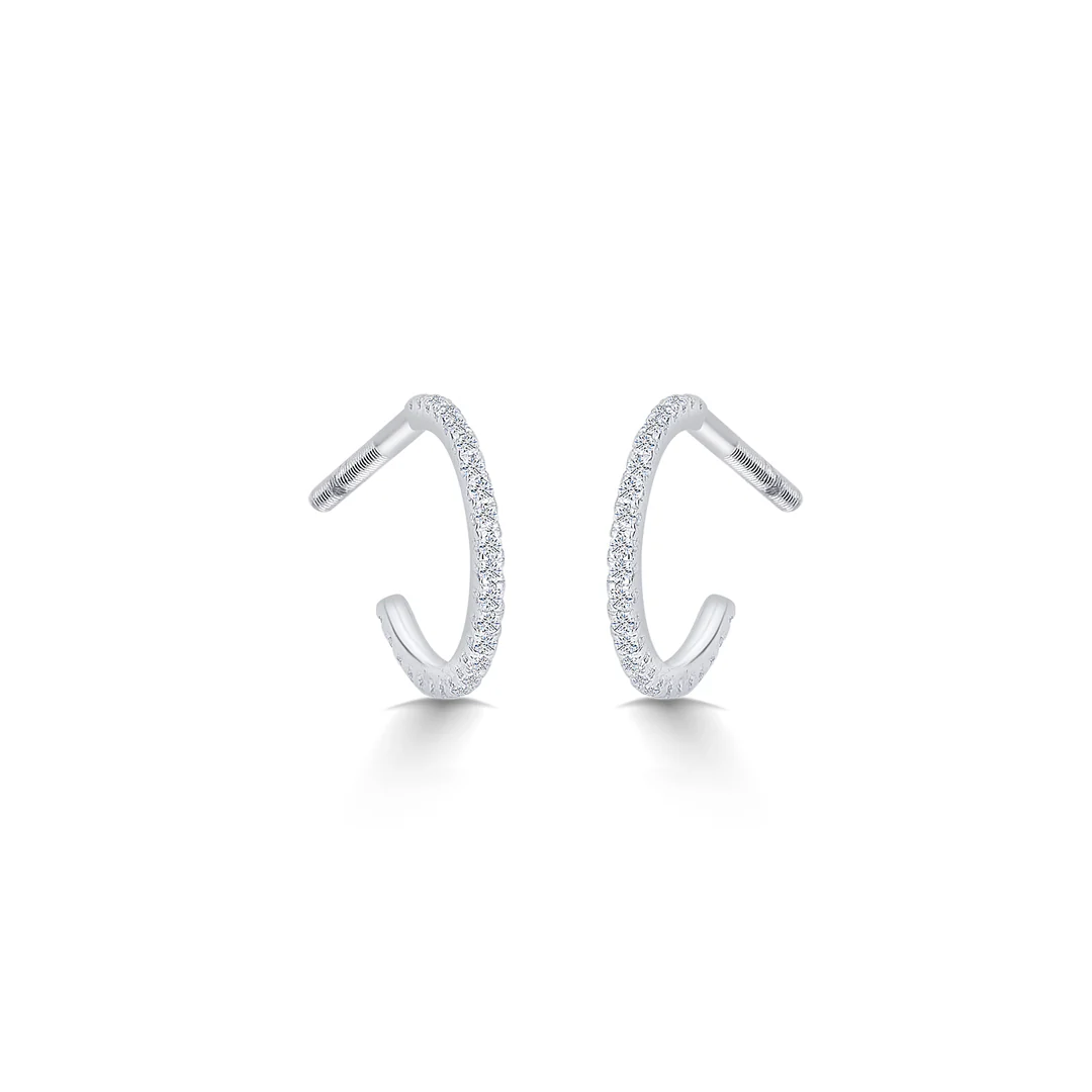Geo Yellow Gold & Diamond Hoops & Huggies Earring - Image 3