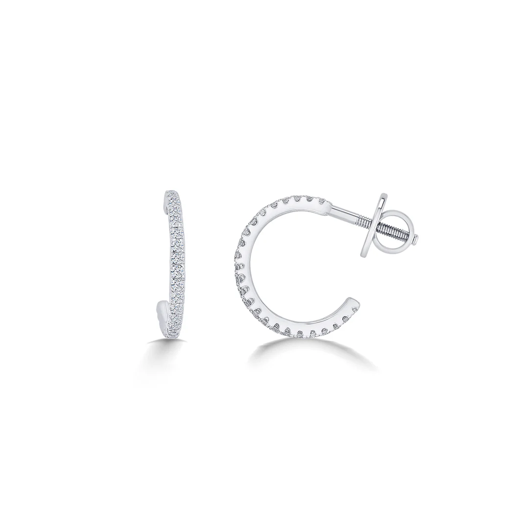 Geo Yellow Gold & Diamond Hoops & Huggies Earring - Image 4