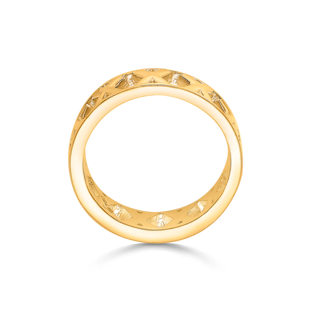 GeoLattice Charm Gold Band Ring - Image 4