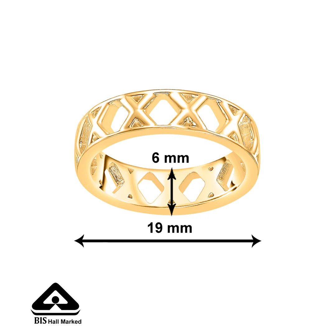 GeoLattice Charm Gold Band Ring - Image 5