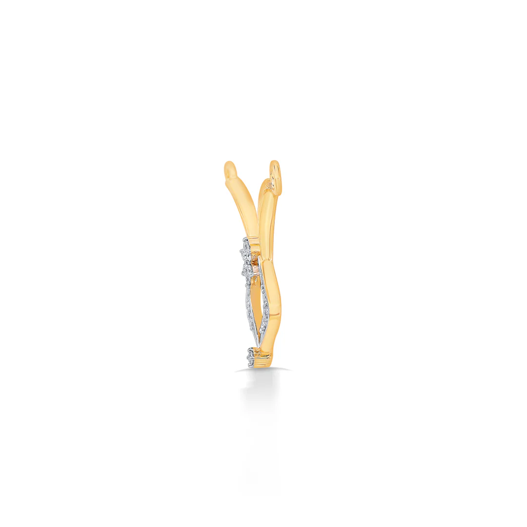 Geometric Design Yellow Gold & Diamond Tanmaniya Mangalsutra For Women - Image 4