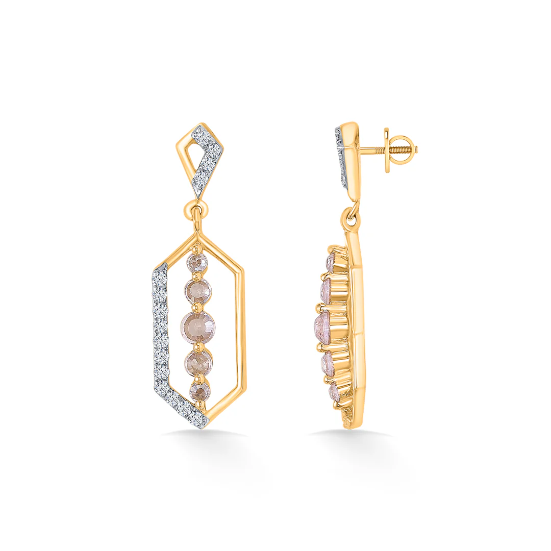 Geometric Glow Gold & Diamond Drops & Dangler Earring For Women - Image 4