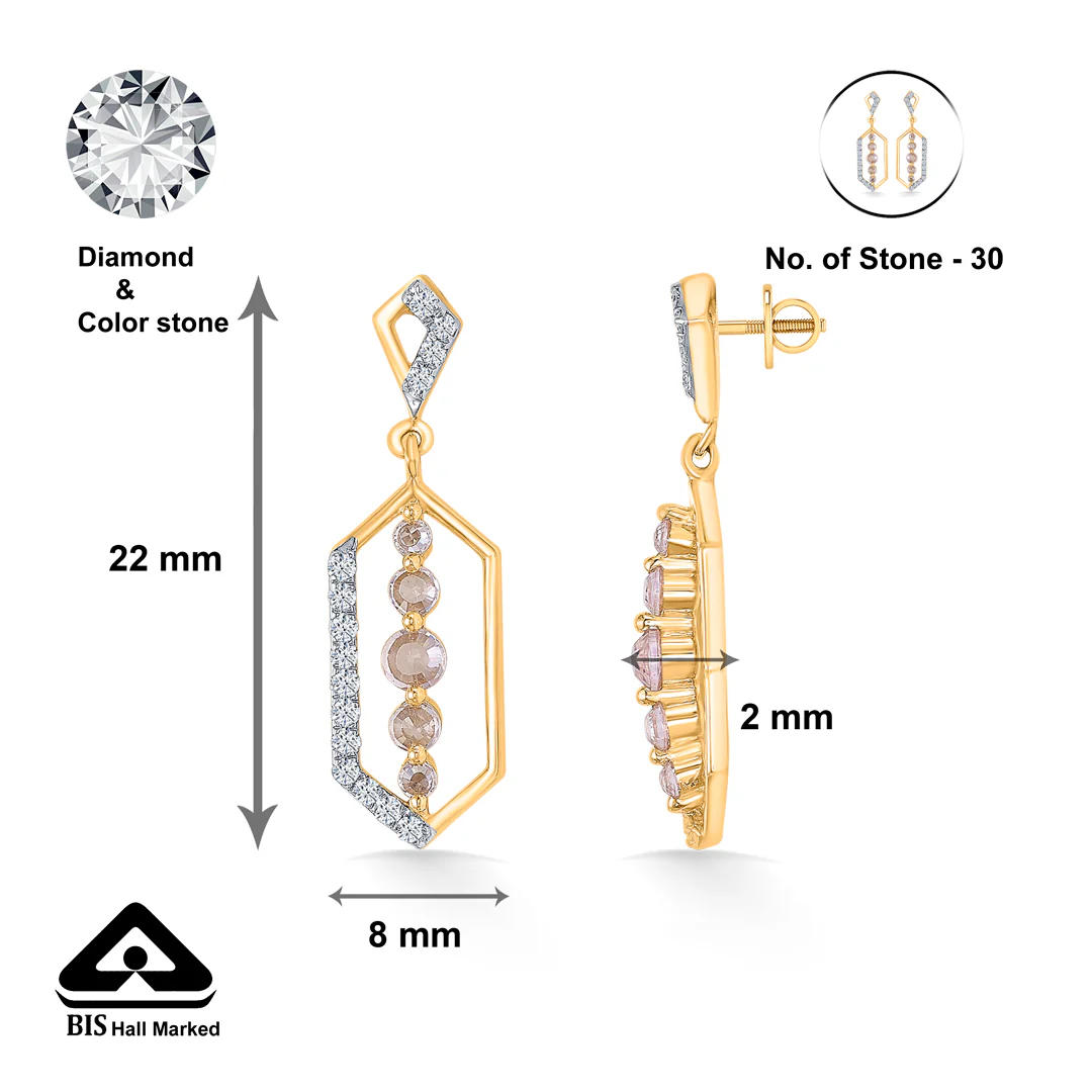Geometric Glow Gold & Diamond Drops & Dangler Earring For Women - Image 5