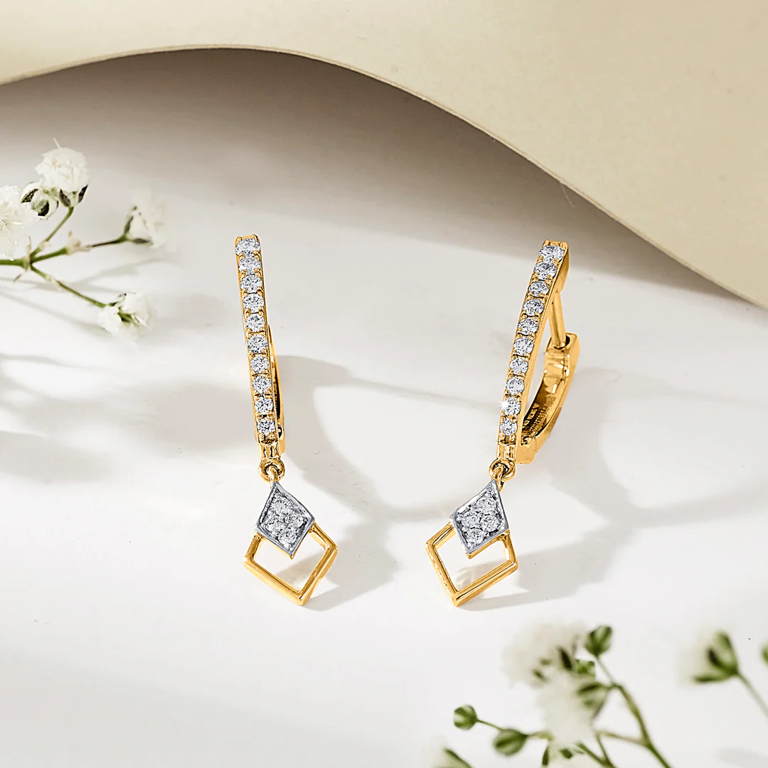 Gilded Glimmer Yellow Gold Dangler Earring for Women