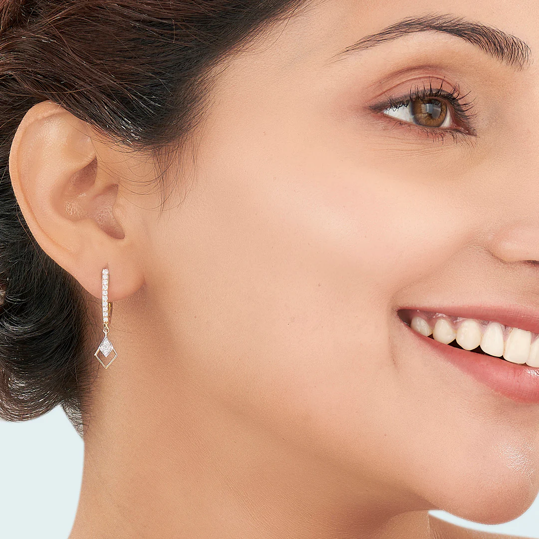 Gilded Glimmer Yellow Gold Dangler Earring for Women - Image 2