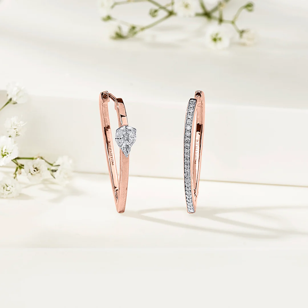 Gilded Sequence Gold Stud Diamond Earring for Women