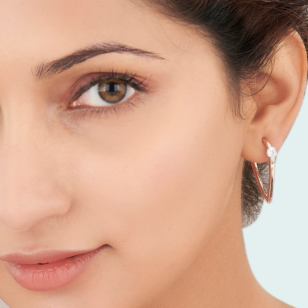 Gilded Sequence Gold Stud Diamond Earring for Women - Image 2