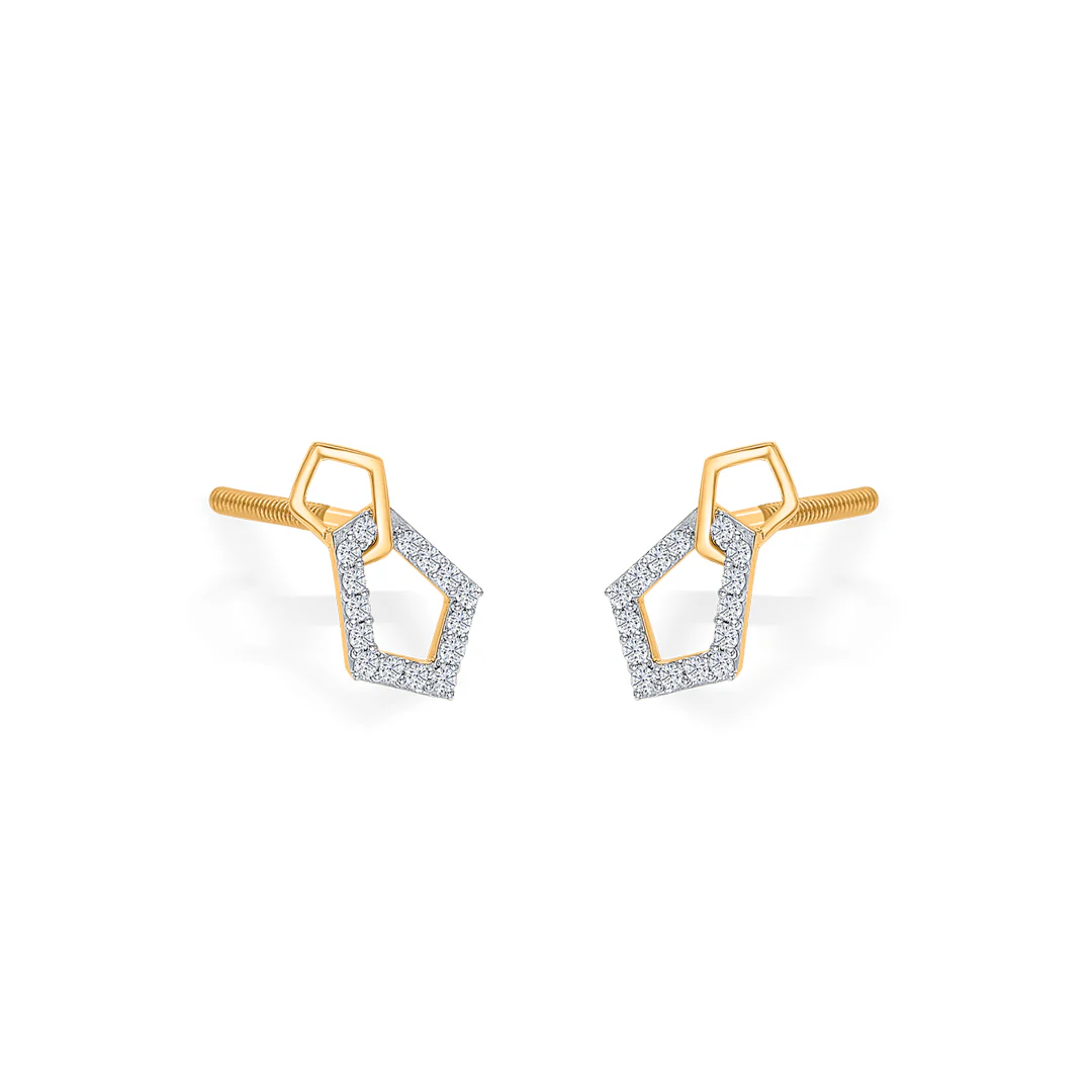 Gleam Gold & Diamond Stud Earring For Women - Image 3