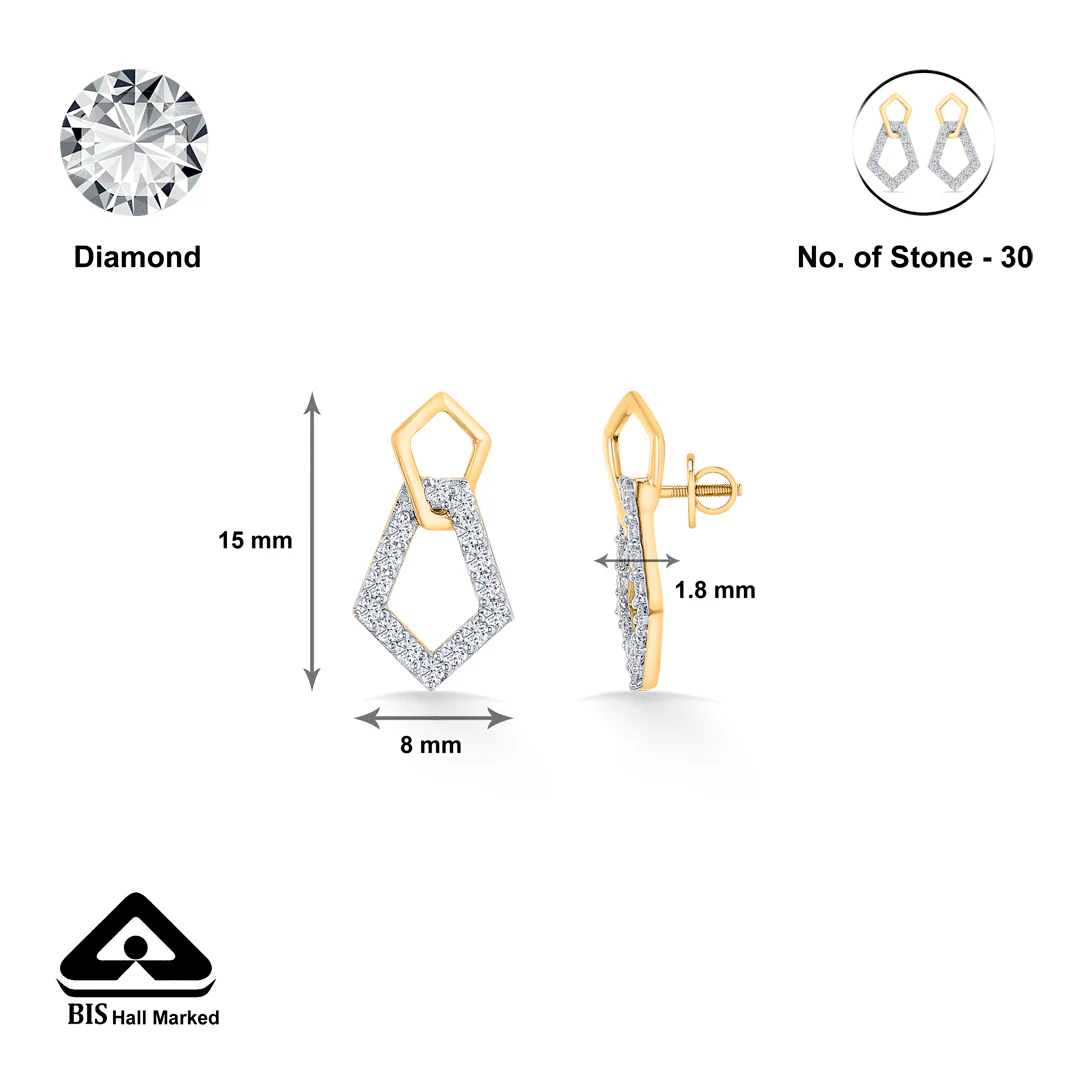 Gleam Gold & Diamond Stud Earring For Women - Image 5