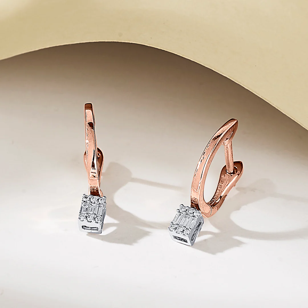 Gleam Point Rose Gold Hoops & Huggies Earring for Women