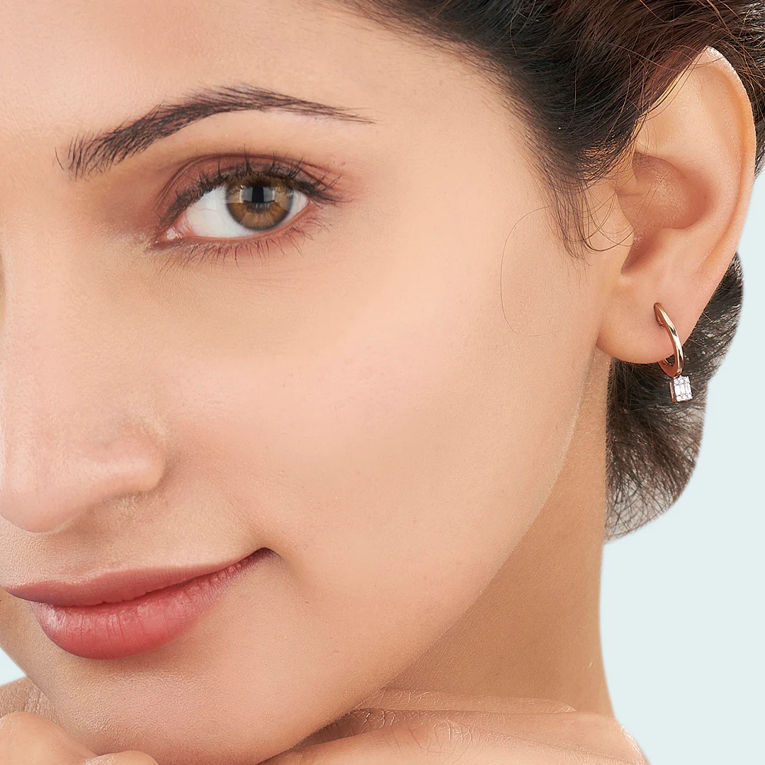 Gleam Point Rose Gold Hoops & Huggies Earring for Women - Image 2