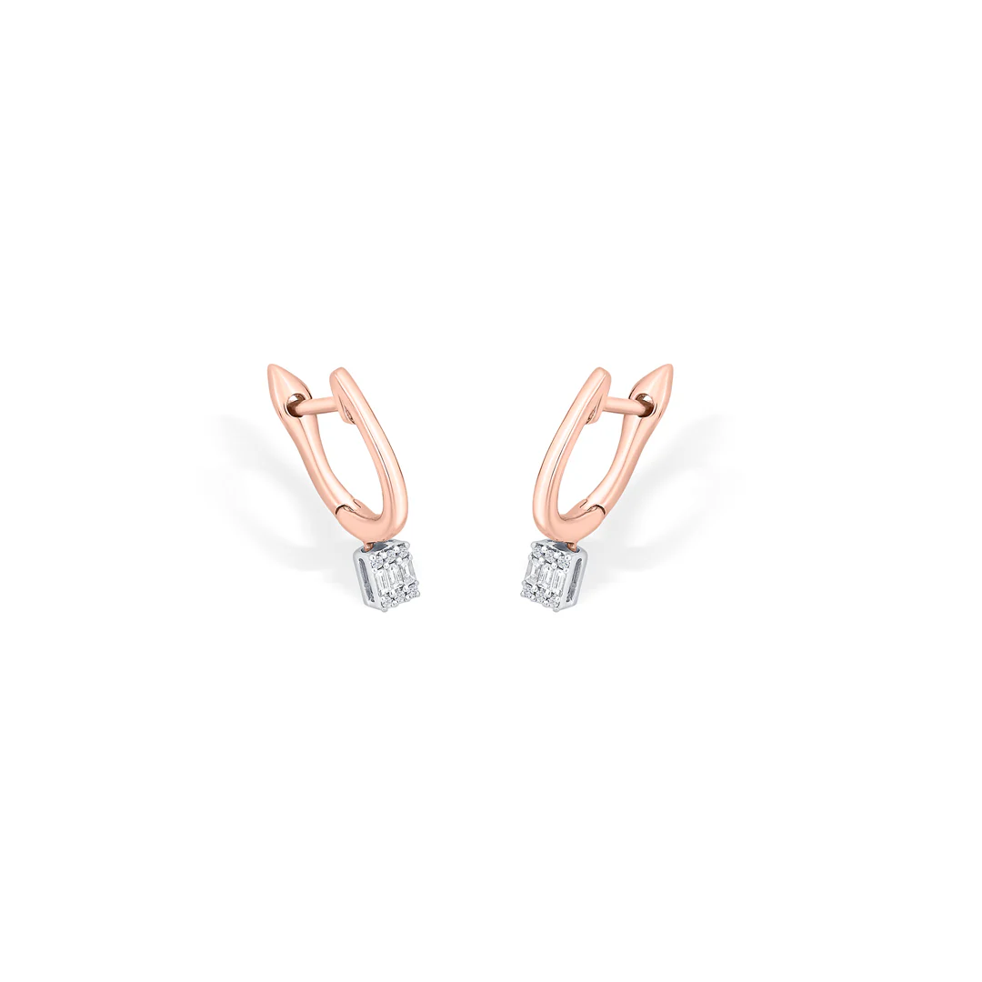 Gleam Point Rose Gold Hoops & Huggies Earring for Women - Image 3