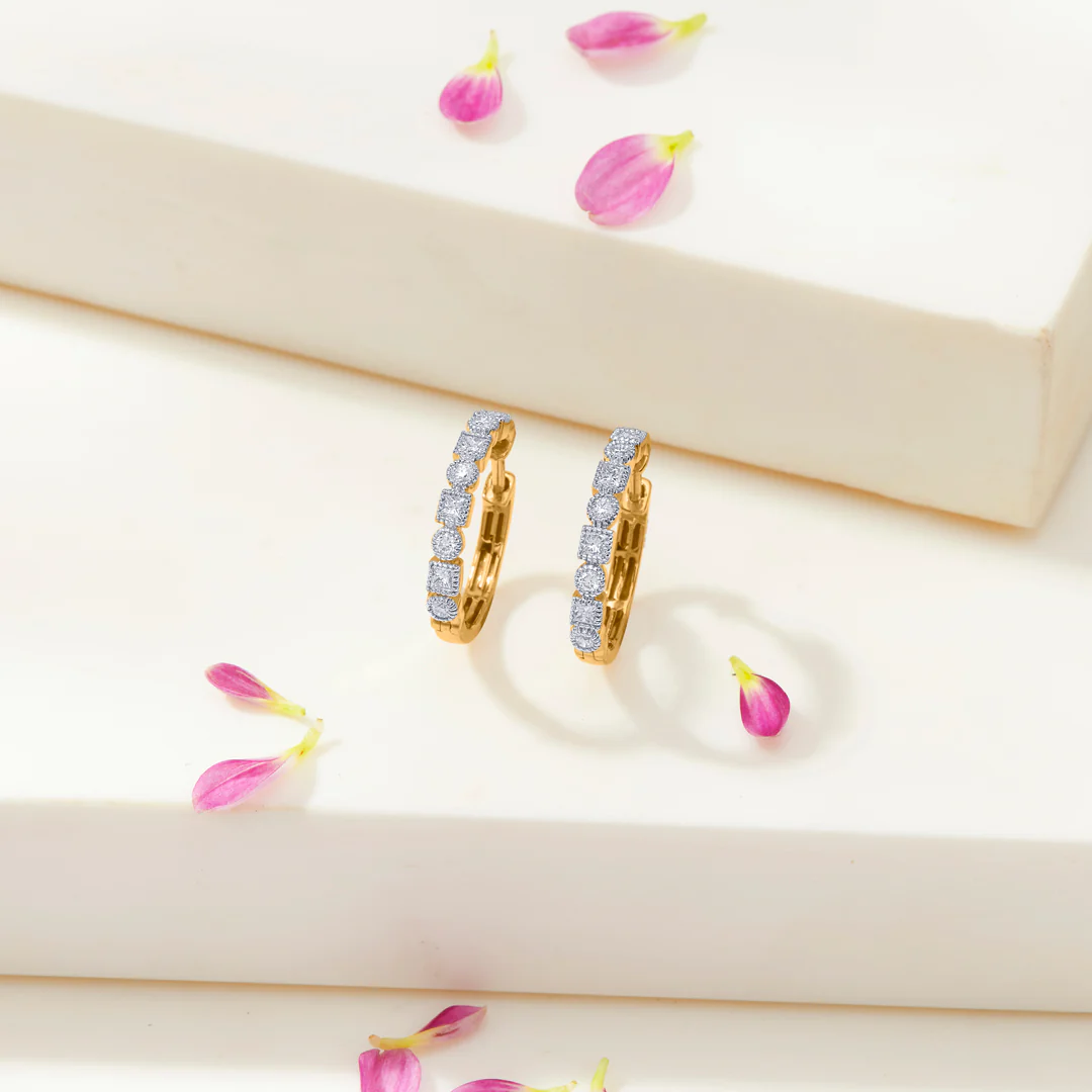 Gleaming Orb Gold & Diamond Earring For Women