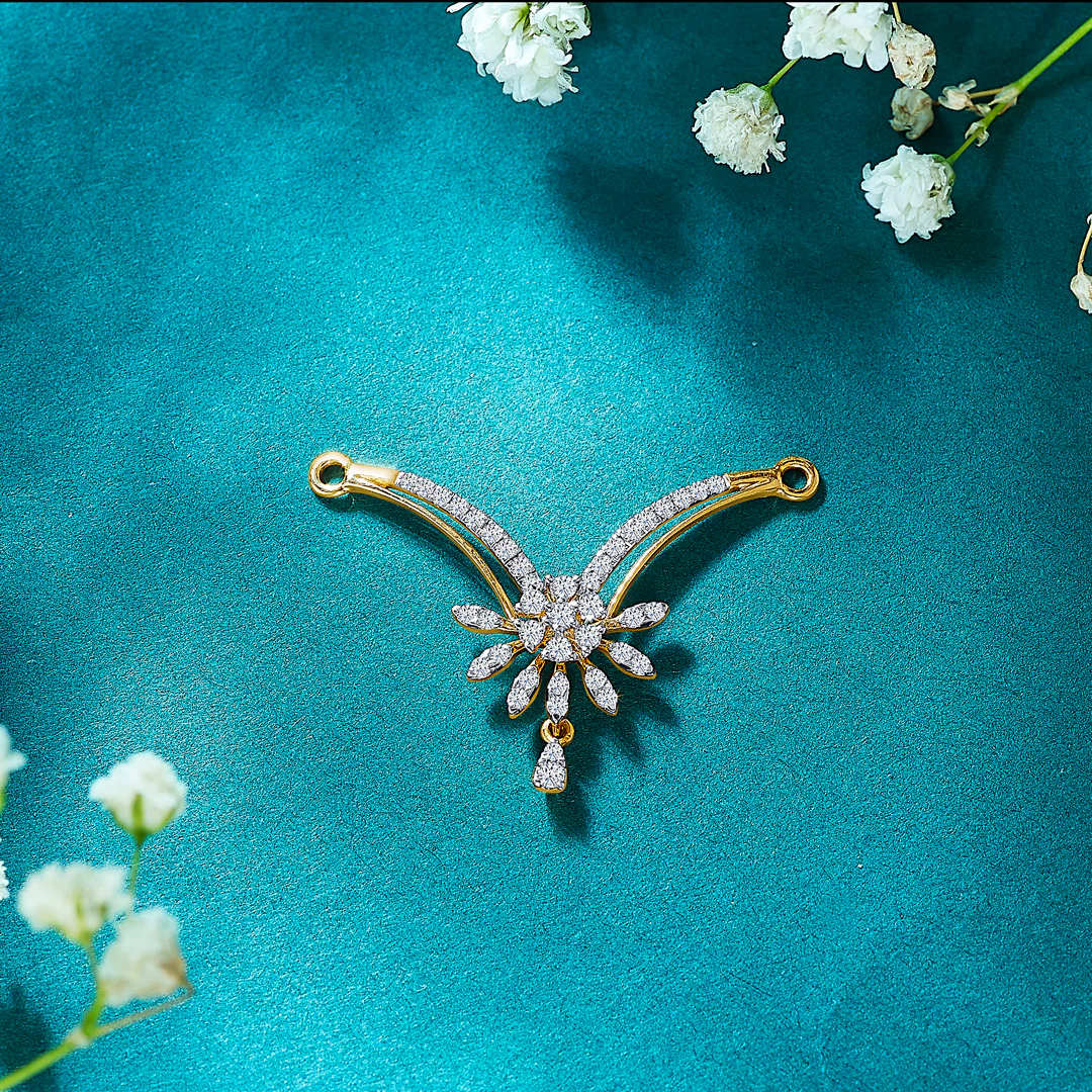 Gleaming Rays Yellow Gold & Diamond Tanmaniya Mangalsutra For Women