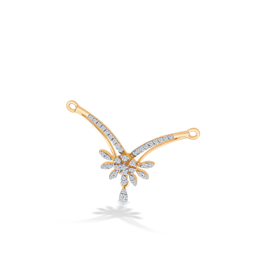 Gleaming Rays Yellow Gold & Diamond Tanmaniya Mangalsutra For Women - Image 3