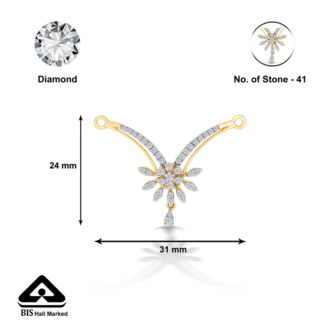 Gleaming Rays Yellow Gold & Diamond Tanmaniya Mangalsutra For Women - Image 5