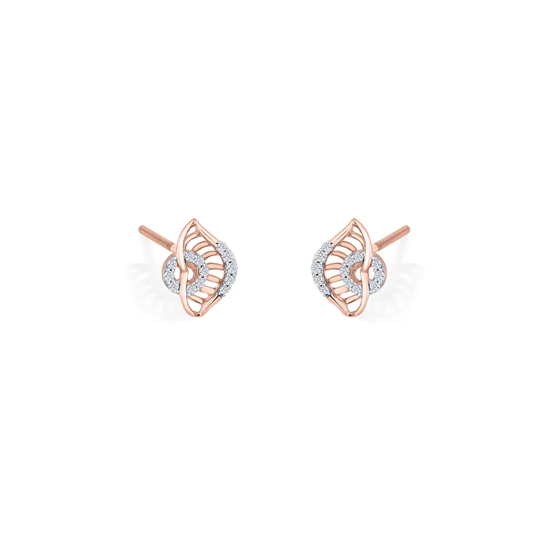 Gleaming Vortex Rose Gold Stud Diamond Earring For Women - Image 3