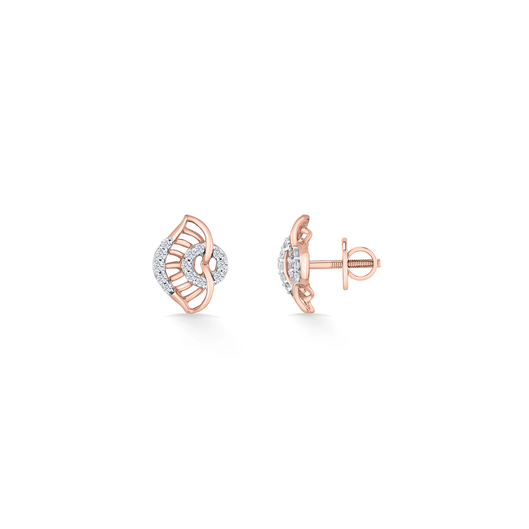 Gleaming Vortex Rose Gold Stud Diamond Earring For Women - Image 4