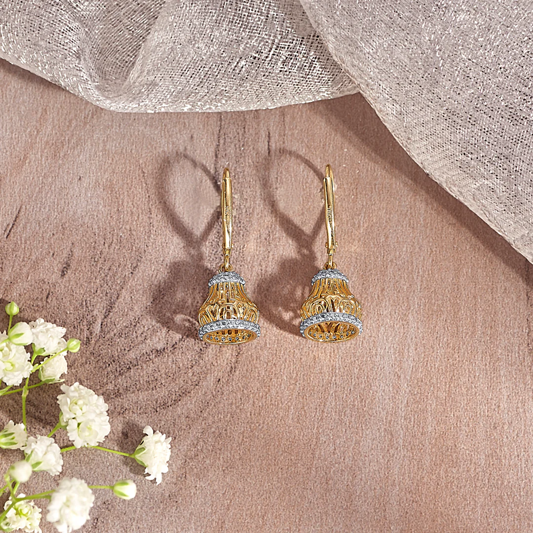 Glimmer Bell Gold & Diamond Jhumka Earring