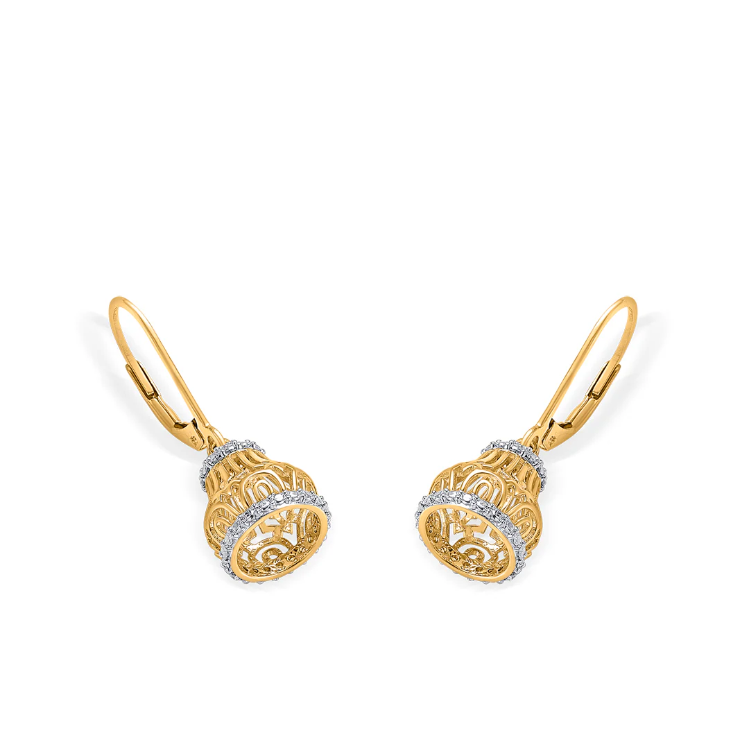 Glimmer Bell Gold & Diamond Jhumka Earring - Image 2