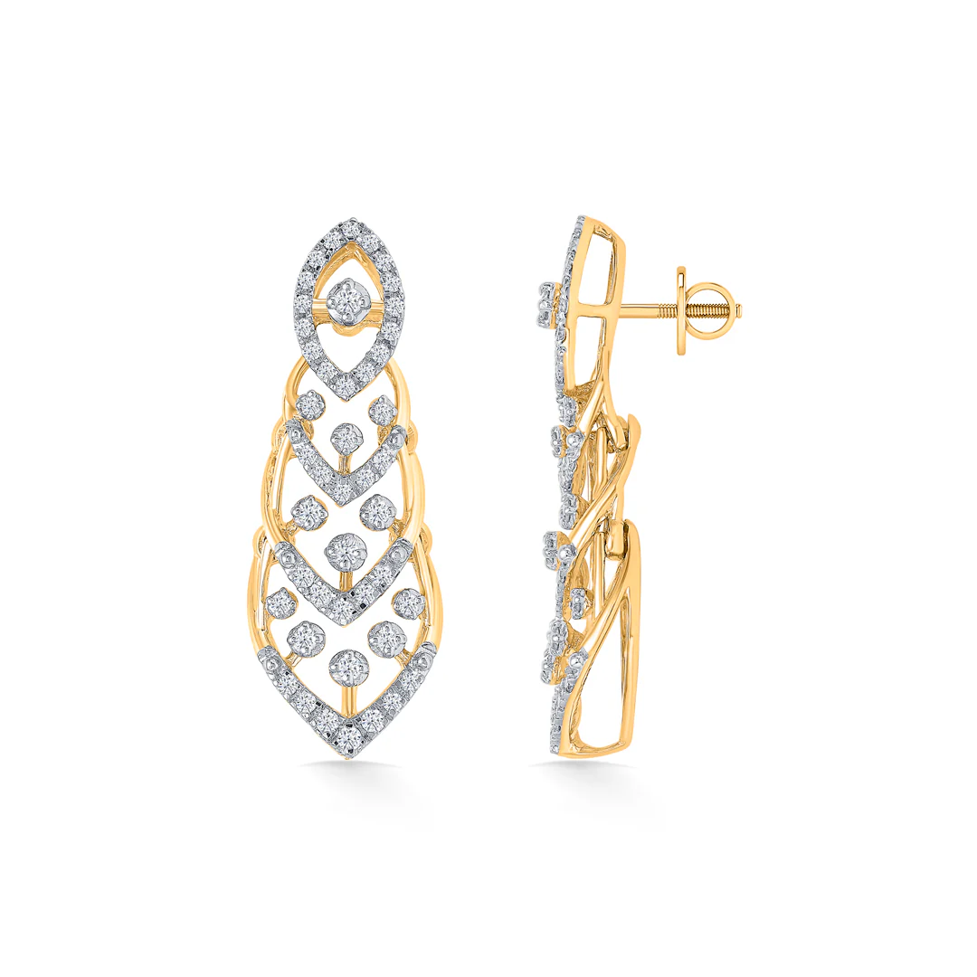 Glimmer Gold & Diamond Drops & Dangler Earring For Women - Image 3