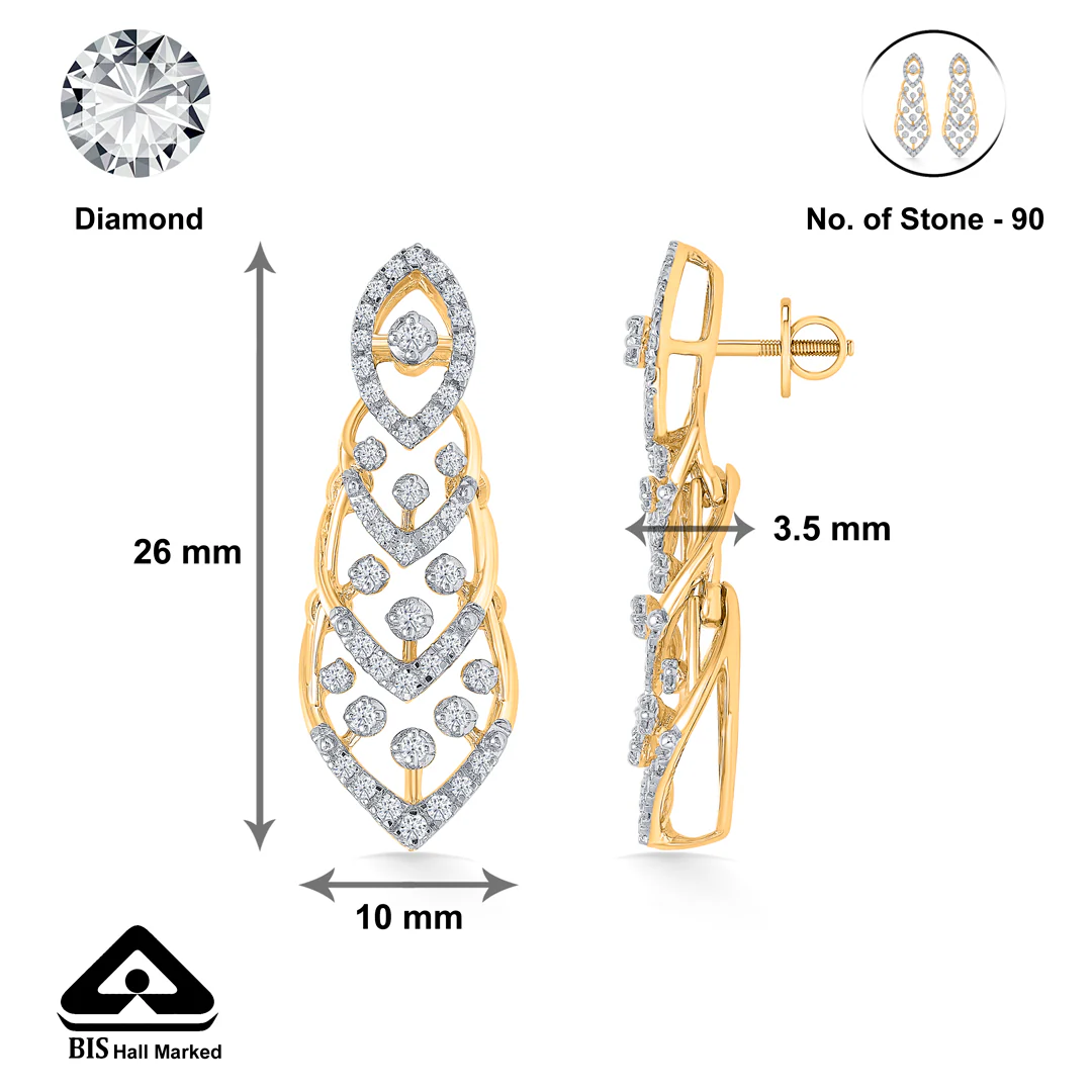 Glimmer Gold & Diamond Drops & Dangler Earring For Women - Image 5