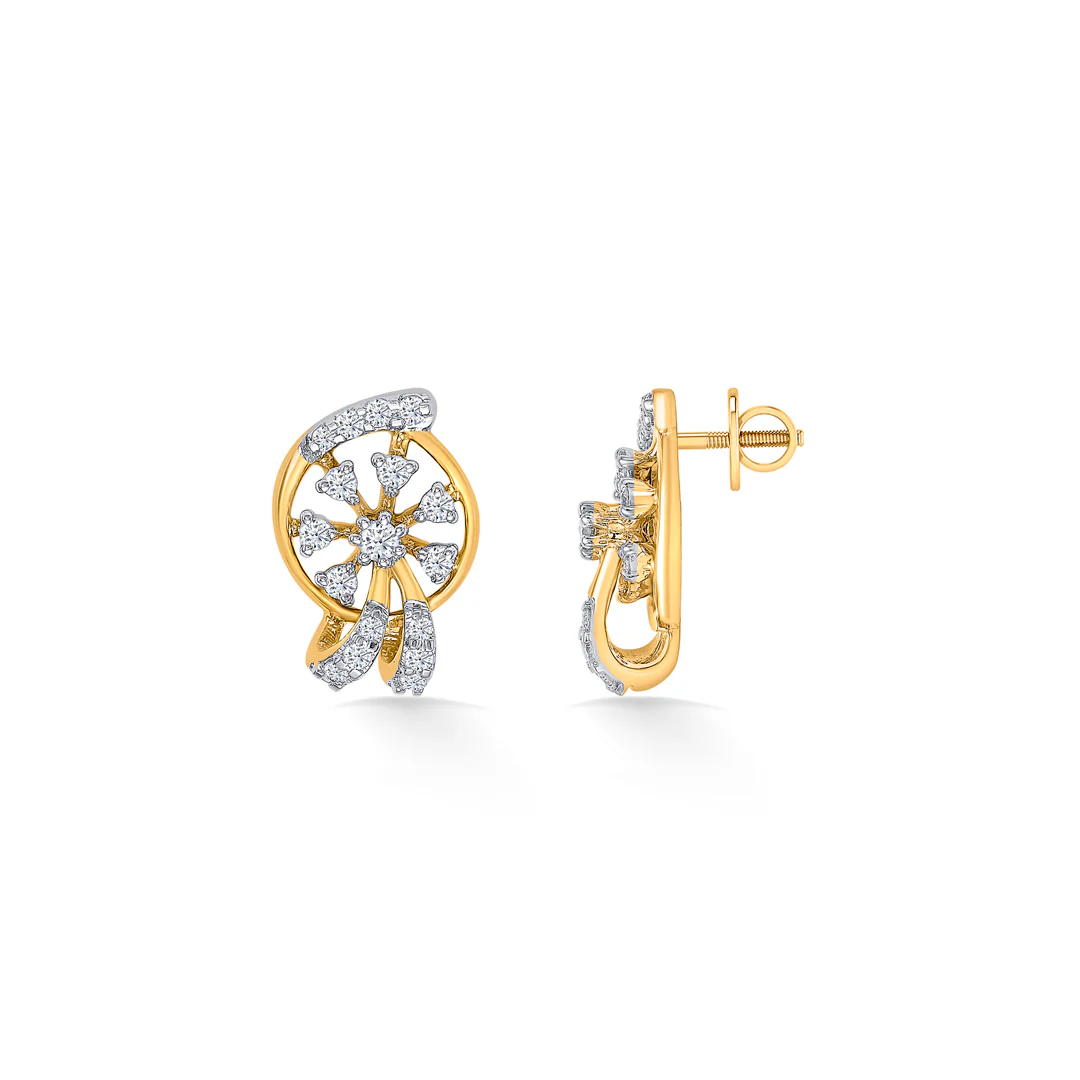 Glimmer Gold & Diamond Stud Earring For Women - Image 3