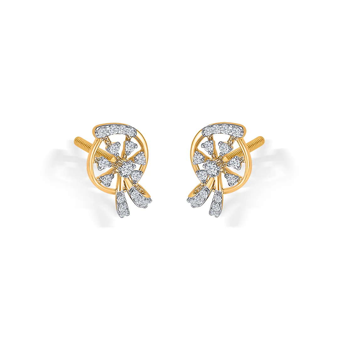 Glimmer Gold & Diamond Stud Earring For Women - Image 4