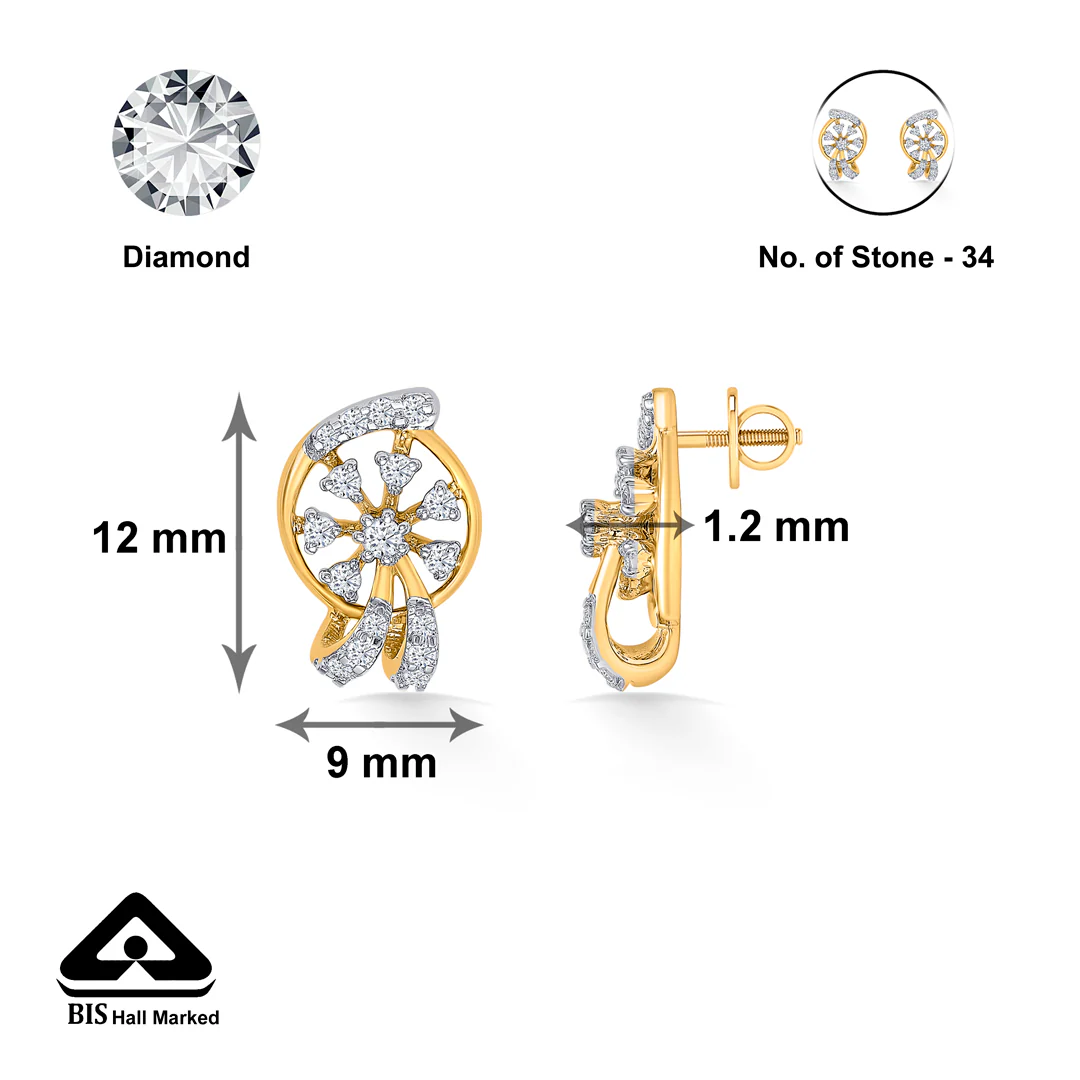 Glimmer Gold & Diamond Stud Earring For Women - Image 5