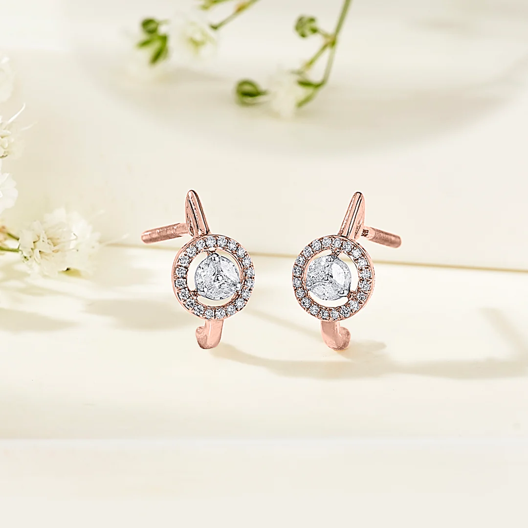 Glint Circle Rose Gold Hoops & Huggies Earring for Women