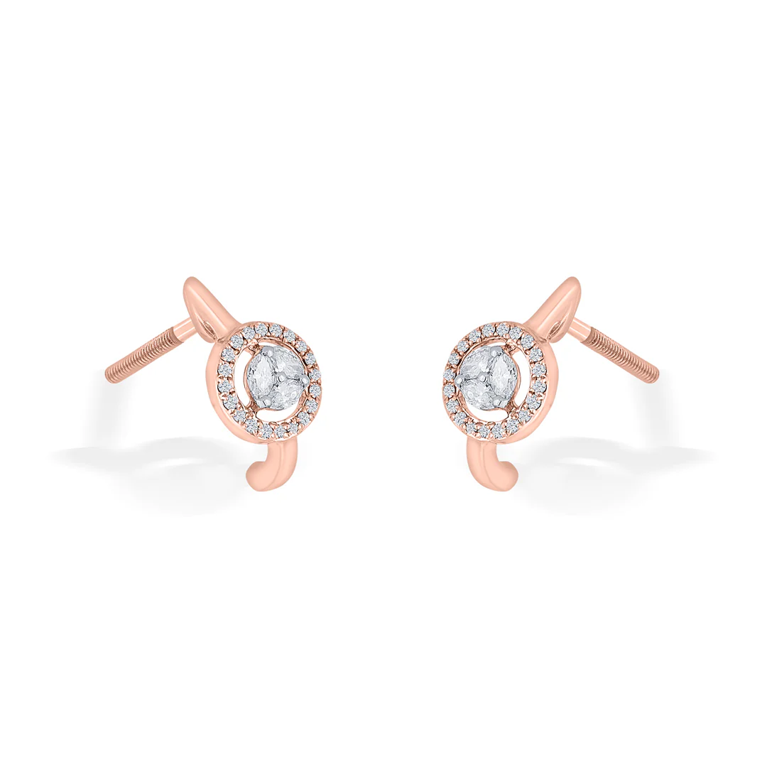 Glint Circle Rose Gold Hoops & Huggies Earring for Women - Image 3